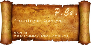 Preininger Csongor névjegykártya